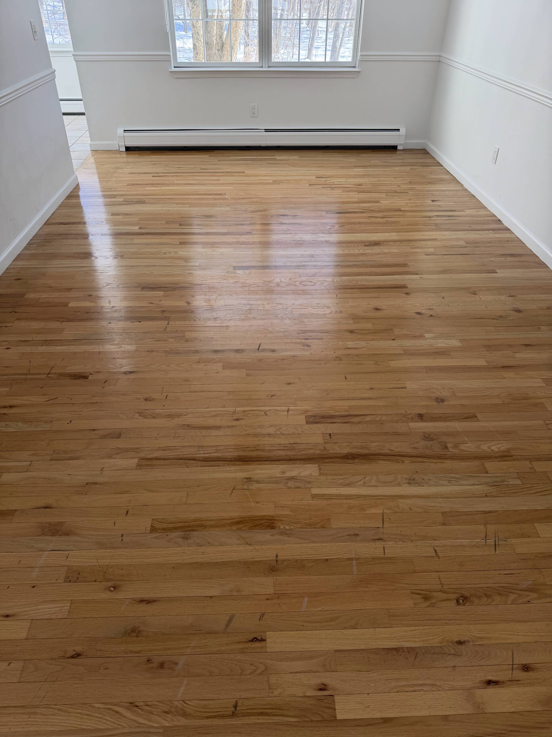 Hardwood floor before one day refinish